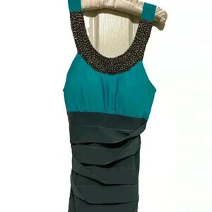 City Studio Turquoise and Gray Bodycon dress with beading on top Size Medium